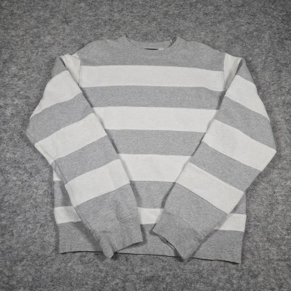 Adidas Mens Grey Alexander‎ Wang Striped Inverted Logo Sweatshirt 2XS